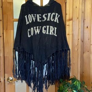WildFox White Label Lovesick Cowgirl hooded poncho